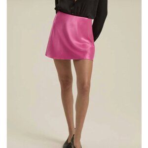 NWT favorite daughter Flirt Satin Mini skirt Flamingo Pink Size S